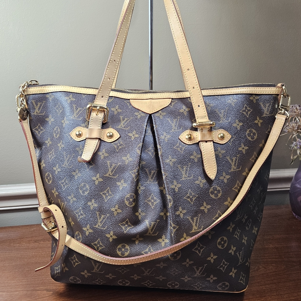 Auth Louis Vuitton Palermo Gm Large Size Monogram Brown Two Ways Shoulder Bag